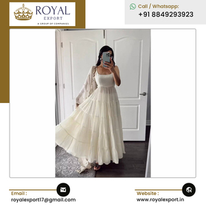 Affaire incroyable sur les tuniques de créateurs en fausse georgette lourde avec broderie Séquence Travail Kurti pour femmes au prix le plus bas - Product Image 2