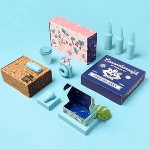 Caja de papel cosmética biodegradable personalizada para brochas de maquillaje cuidado de la piel vitamina E antioxidante Starter Set alivio de quemaduras solares - Product Image 4