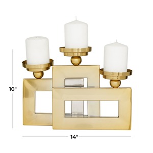 Portavelas de Aluminio Dorado de Lujo, Personalizable, Moderno, Geométrico, Decoración Navideña y para Bodas, Hecho a Mano, Ecológico, Cuadrado - Product Image 5