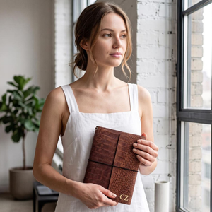 Personalized Crocodile Brown Embossed Leather Journal Cover, Refillable <b>Notebook</b>, 3 Insert <b>Planner</b>, Textured Leather Organizer - Product Image 6