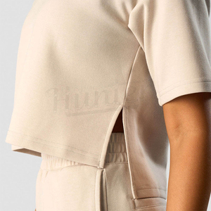 T-shirts unis courts couleur peau vierge bon marché vente en gros Streetwear femme haut court t-shirt respirant prix - Product Image 2