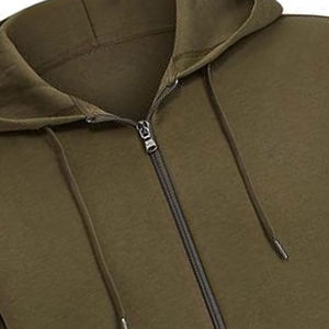 Nueva Sudadera con Capucha Doble Gruesa con Cierre Verde Oliva Estilo Urbano Otoñal, Manga Larga, Estilo Vintage, Corte Regular, Bordada para Hombre - Product Image 3