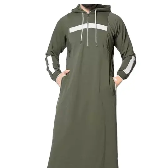 Chapeau à capuche pour hommes, ligne blanche, ajout jubah pour hommes, Jubba Style saoudien pour hommes, vêtement islamique formel moderne de luxe d'été