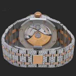 Montres mécaniques Hip Hop de luxe pour hommes en acier inoxydable avec cadran rond en diamant Moissanite Style d'affaires - Product Image 4