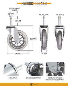 100mm PU Caster <b>Trolley</b> <b>Wheels</b> - Product Image 2