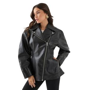 เสื้อแจ็คเก็ตมอเตอร์ไซค์หนัง PU แบบถัก ระบายอากาศ กันน้ำ สำหรับผู้หญิง ฤดูหนาว ทรงปกติ - Product Image 1