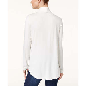 JM Collection <b>Women's</b> Thin <b>Long</b> <b>Sleeve</b> Knit Turtleneck <b>Top</b> Casual Print Ivory <b>White</b> Sizes Medium for Autumn Winter Spring - Product Image 2