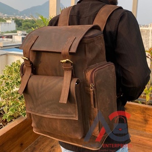 Mochila para ordenador portátil de cuero de grano completo Vintage personalizada para hombre, mochila escolar, mochila de viaje para acampar, mochilas de cuero para hombre - Product Image 1