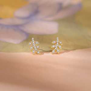 Boucles d'oreilles dorées en forme de papillon et pompon plaqué or rose blanc jaune pour les fiançailles - Product Image 4