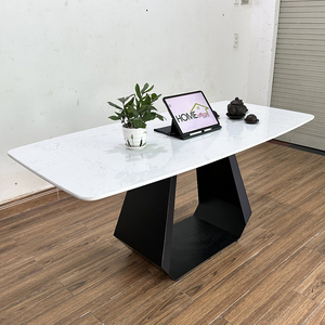 BA68116 Rectangular <b>Dining</b> <b>Table</b> Set 140/160x80 with Sintered Stone Top and Wooden Iron Legs for Hotels - Product Image 3