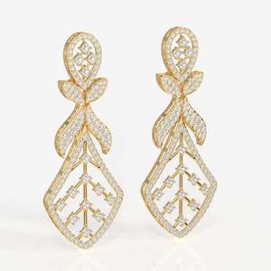 ต่างหูทองคำ 14k ประดับเพชรโมอิสซาไนต์รูปทรง Celestial Bow - Product Image 2
