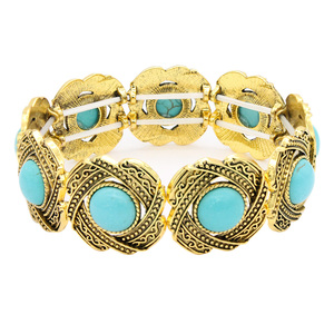 Bracciale in cristallo di pietra turchese con Design elasticizzato Anti-oro - Product Image 2