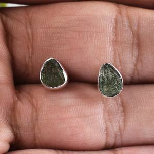 Natural Gemstone Moldavite Handmade Jewelry <b>Stud</b> Earring Design Handmade Jewelry 925Sterling Silver <b>Stud</b> Earring For Women Girls - Product Image 2