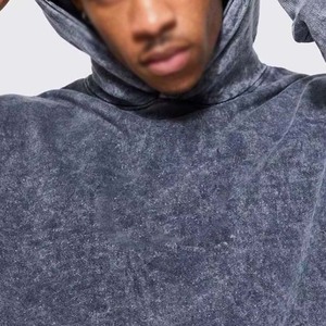 Sweat-shirt pour homme, streetwear, hip-hop, délavé à l'acide, imprimé de strass délavé au soleil, couleurs personnalisées - Product Image 4