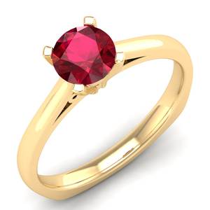Anillo de Rubí de 0.75 Quilates con Corte Brillante Redondo de Oro Sólido de 14K de Alta Calidad REYES, Anillos de Compromiso Personalizados para Mujer - Product Image 2