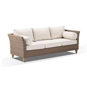 Ensemble de canapé de jardin Carolina en teck massif avec cadre en rotin tressé imperméable - Product Image 2