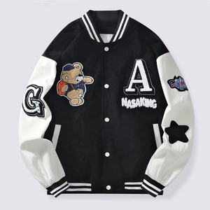 Veste universitaire Boxy en laine pour hommes OEM personnalisée lettre université patchs en chenille logo brodé pour hommes - Product Image 1