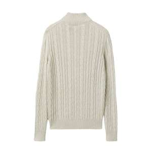 <b>Mens</b> half zip cable knit <b>sweater</b> soft winter pullover - Product Image 4