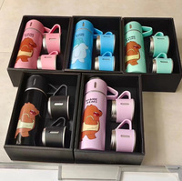 Coffret cadeau flasque personnalisée 500ml lot de bouteilles d'eau isolées thermos de luxe en acier inoxydable à double paroi mug flacon à vide avec 3 couvercles