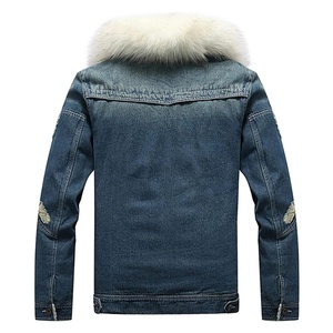 Chaqueta vaquera de invierno para hombre con cuello vuelto, cierre de cremallera, lavada, gruesa, informal, cortavientos y forro de piel sintética - Product Image 4