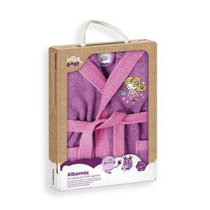 Peignoir pour enfants en coton, imprimé, couleur violette, tailles S-2-4, dans un coffret cadeau, pour la salle de bain - Product Image 1