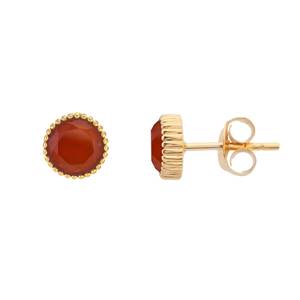 Carnelian Orange Gemstone 925 Sterling Silver Stud <b>Earring</b> Gold Plated Silver <b>Earring</b> - Product Image 1