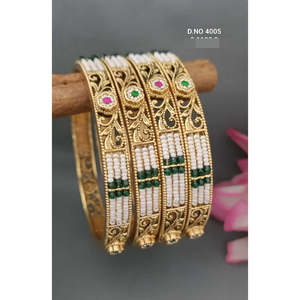 Twini Heritage Fine 22k Gold Plated Sapphire Vintage Wedding Women's <b>Bangle</b> Matt 10g Channel <b>Set</b> Sku 4005 - Product Image 1