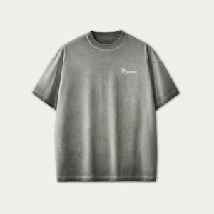 เสื้อยืดทรงหลวมสไตล์แบ็กกี้ ลายฟอกสี สำหรับผู้ชาย แฟชั่นสตรีทแวร์ ผ้าฝ้ายโอเวอร์ไซส์ สกรีนโลโก้ตามสั่ง ทรงหลวม - Product Image 1