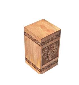 Urna de madera de mango para cenizas humanas Caja de árbol de la vida Urna de cremación personalizada para cenizas Caja de urna de madera grande hecha a mano - Product Image 4
