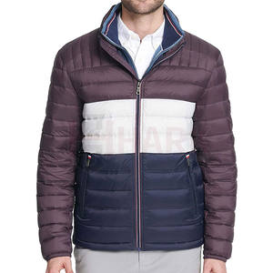 Chaquetas acolchadas gruesas y cálidas de alta calidad para hombre, colores de empalme, posee tu logotipo, chaqueta de invierno impermeable de nailon 100%, ropa de calle para hombre - Product Image 1