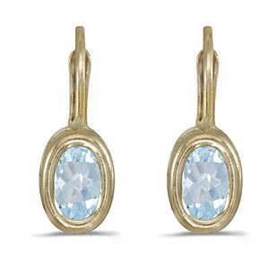 Boucles d'oreilles à levier en or jaune 14 carats serties d'aquamarine ovale - Product Image 2