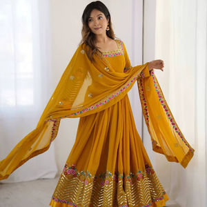 PinkCityBlocks mujer moderno hasta el suelo poliéster Chikankari estirable Salwar Kameez para boda/fiesta Regular Fit All - Product Image 1