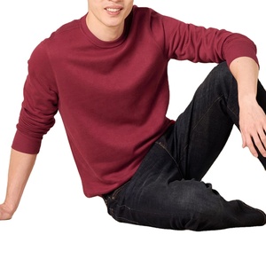 Sweat à capuche blanc thermique personnalisé col rond unisexe 100% coton épais sweat-shirt surdimensionné brodé col rond blanc hommes sweat - Product Image 1