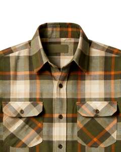 Camisa a Cuadros para Hombre, Manga Larga, Estilo Casual de Franela, Color Verde Oliva, Beige, Naranja, Fabricante Personalizado, Venta al por Mayor - Product Image 5