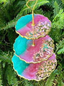 Plateau rond à fruits et à thé en résine coloré à 3 niveaux fait à la main avec taille personnalisée pour la décoration de la maison - Product Image 6