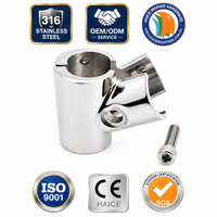 Charnière fendue en acier inoxydable 316 marine, en forme de T, 60 degrés pour diamètre extérieur Accessoire de main courante pour yacht et bateau, tube de 25 mm (1 pouce)