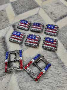 Top Tendance Horae Tack Décoration USA Drapeau Thème Strass Décoré Conchos & Boucles Matériel Décoratif Entièrement Personnalisable - Product Image 3