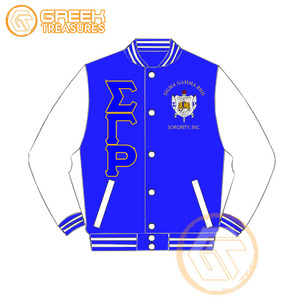 Chaqueta universitaria transpirable acolchada impermeable bordada de satén Sigma Gamma Rho personalizada para mujer-GREEK TREASURES - Product Image 4