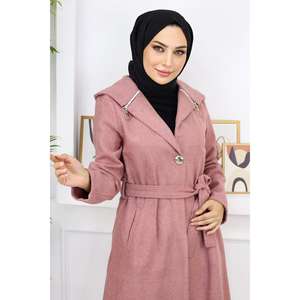 Manteau en laine à capuche pour femme, élégant, avec rembourrage en duvet pour le confort et le style - Product Image 2