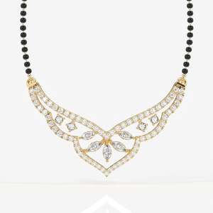 Mangalsutra de Plata de Ley para Mujer con Diamantes de Moissanita de Corte Redondo y Marquesa, Joyería Cultural Coleccionable - Product Image 1