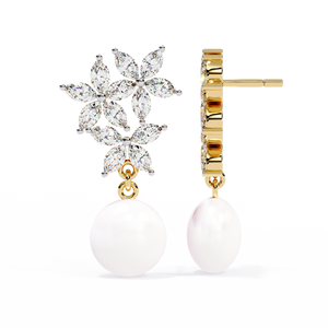 Or blanc scintillant 14K 2.42 carats diamant cultivé en laboratoire coupe marquise certifié IGI boucles d'oreilles branche feuille conception mariage des femmes - Product Image 1