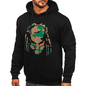 Sudadera con Capucha Negra para Hombre con Estampado de Araña de Camuflaje, Corte Regular Informal, Tejido de Algodón, Ropa de Otoño - Product Image 3
