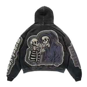 Vente chaude 100% coton goutte épaule haute qualité goutte épaule à capuche conception personnalisée Patch travail à capuche lavage à l'acide - Product Image 4