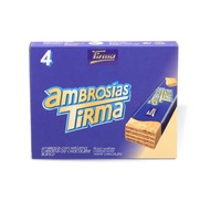 Boîte de gaufrettes enrobées de chocolat blanc Ambrosias Tirma |   Pack de 4 Snacks Croustillants Fourrés à la Crème |   Chocolat espagnol importé