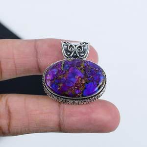 Pendentif en pierre précieuse turquoise bleue, argent sterling 925, fait main, design vintage, cadeau de mariage pour enfants, bijoux - Product Image 3