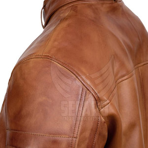 Veste de moto pour homme en cuir véritable, prix imbattable, couleur unie, vente en ligne - Product Image 4