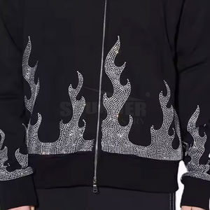 En línea superventas hombres diamantes de imitación sudaderas con capucha nuevo estilo hombres diamantes de imitación sudaderas con capucha bajo Moq hombres diamantes de imitación sudaderas transpirables - Product Image 5
