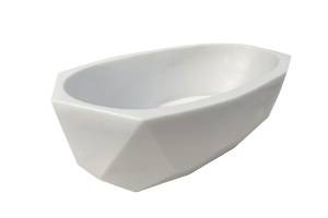 Bañera independiente de superficie sólida ovalada-Bañera de resina de piedra mate suave para baños - Product Image 1