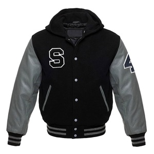 Men's Letterman <b>Jackets</b> with Embroidered Logos Custom Wool Body Leather Sleeves <b>Varsity</b> Women's <b>Jacket</b>-for Winter - Product Image 1