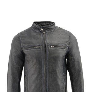 Venta caliente Chaquetas de hombre de talla grande personalizadas Nueva moda Chaqueta de cuero negro para hombre Chaqueta de cuero genuino de alta calidad - Product Image 6